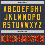 Maglia da football personalizzata autentica, stile retrò, rosso-oro, in maglia blu navy Maglia da football personalizzata autentica, stile retrò, rosso-oro, in maglia blu navy