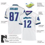 Maglia da calcio personalizzata Throwback viola-acquamarina autentica bianca Maglia da calcio personalizzata Throwback viola-acquamarina autentica bianca