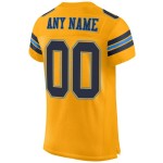 Maglia da football blu navy-cipria autentica personalizzata in oro Maglia da football blu navy-cipria autentica personalizzata in oro