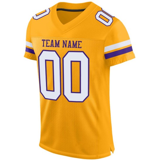 Maglia da calcio autentica personalizzata in maglia oro bianco-viola Maglia da calcio autentica personalizzata in maglia oro bianco-viola