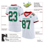Maglia da calcio bianca personalizzata, maglia verde-rossa Kelly autentica Maglia da calcio bianca personalizzata, maglia verde-rossa Kelly autentica