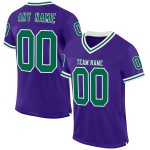Maglia retrò personalizzata autentica da football in mesh viola verde-bianca Kelly Maglia retrò personalizzata autentica da football in mesh viola verde-bianca Kelly