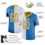 Maglia da football personalizzata in maglia blu con stampa oro-bianco Fashion Powder
