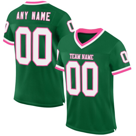 Maglia da football Kelly bianca e verde rosa, autentica, personalizzata Maglia da football Kelly bianca e verde rosa, autentica, personalizzata