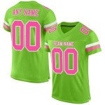 Maglia da calcio personalizzata rosa-bianca autentica in rete verde neon Maglia da calcio personalizzata rosa-bianca autentica in rete verde neon