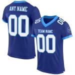 Maglia da calcio autentica personalizzata, bianca e blu royal in maglia