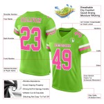 Maglia da calcio personalizzata rosa-bianca autentica in rete verde neon Maglia da calcio personalizzata rosa-bianca autentica in rete verde neon